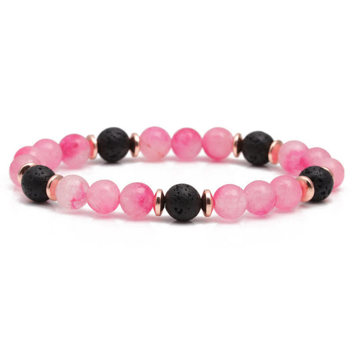Olivenorma Lava Stone Rose Pink Quartz Beaded Bracelet - Lava Stone & Peach Pink Stone - image 13