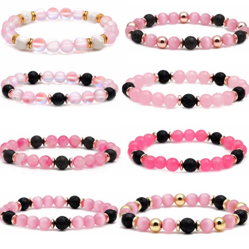 Olivenorma Lava Stone Rose Pink Quartz Beaded Bracelet - image 22
