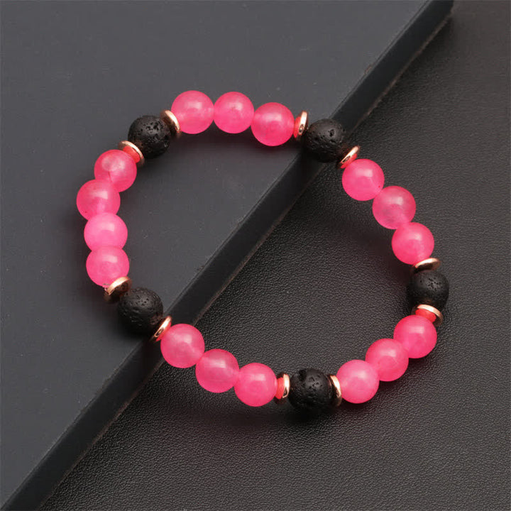 Olivenorma Lava Stone Rose Pink Quartz Beaded Bracelet - image 16