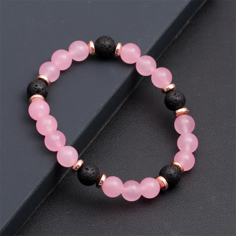 Olivenorma Lava Stone Rose Pink Quartz Beaded Bracelet - image 4