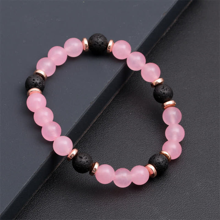 Olivenorma Lava Stone Rose Pink Quartz Beaded Bracelet - image 4