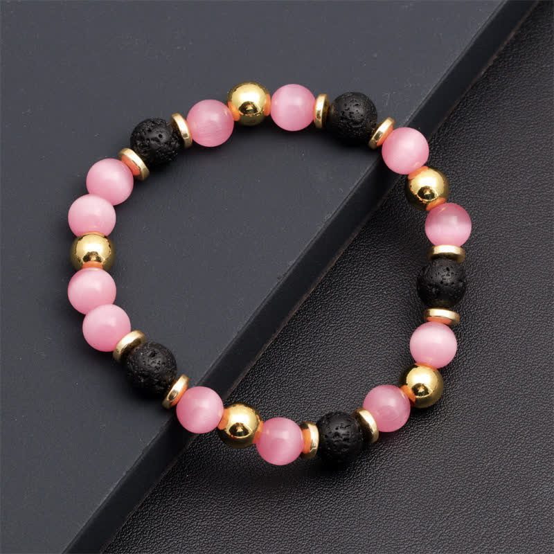 Olivenorma Lava Stone Rose Pink Quartz Beaded Bracelet - image 7