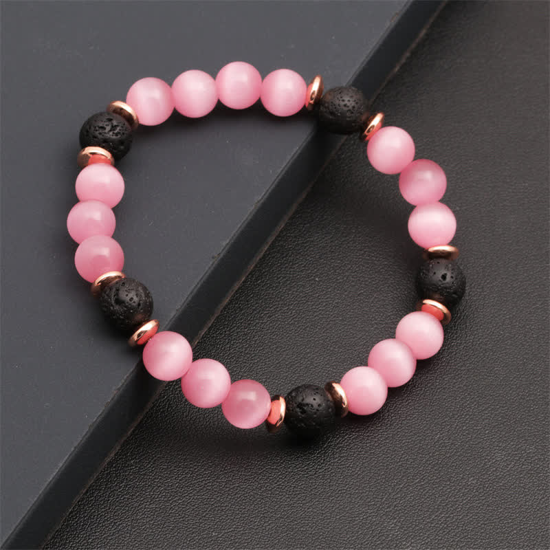 Olivenorma Lava Stone Rose Pink Quartz Beaded Bracelet - image 11
