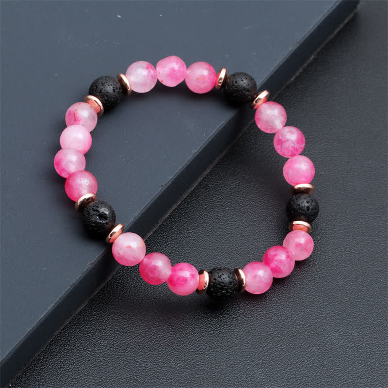 Olivenorma Lava Stone Rose Pink Quartz Beaded Bracelet - image 14