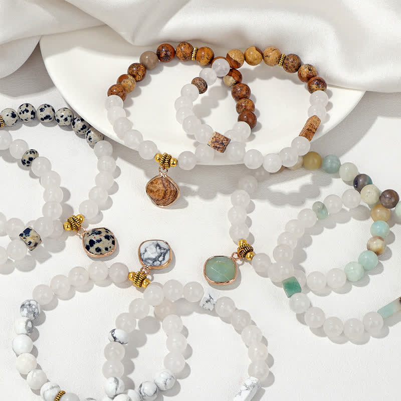Olivenorma Natural Stone Clear Crystal Beaded Bracelet Set - image 17