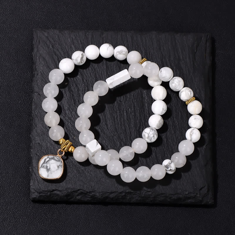Olivenorma Natural Stone Clear Crystal Beaded Bracelet Set - image 18