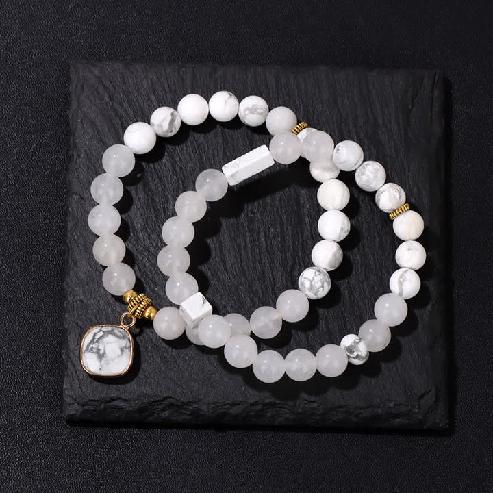 Olivenorma Natural Stone Clear Crystal Beaded Bracelet Set - image 18