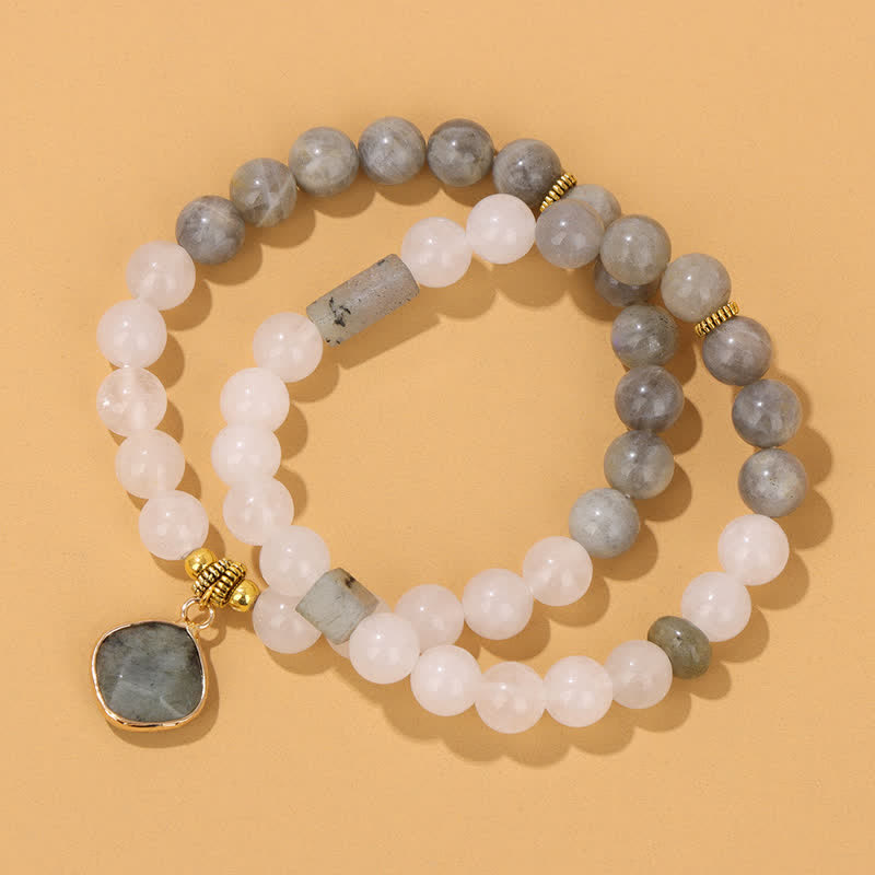 Olivenorma Natural Stone Clear Crystal Beaded Bracelet Set - image 16