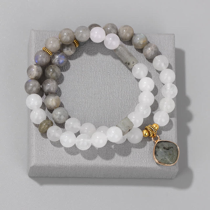 Olivenorma Natural Stone Clear Crystal Beaded Bracelet Set - image 15