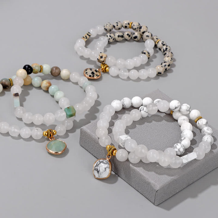 Olivenorma Natural Stone Clear Crystal Beaded Bracelet Set - image 13