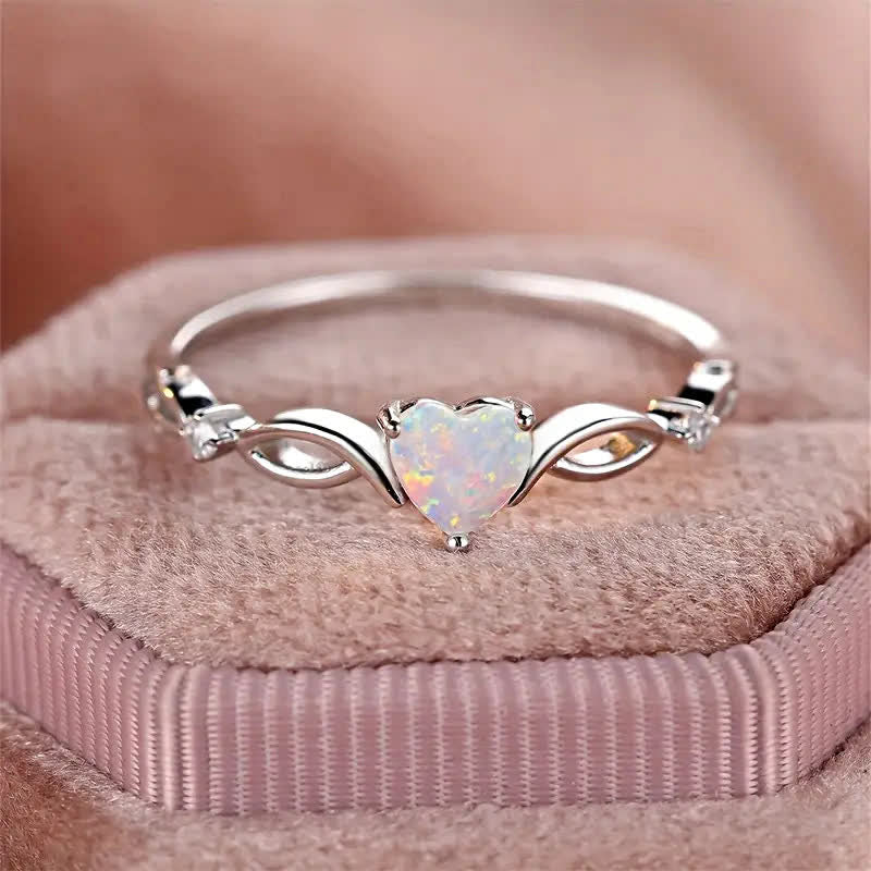 Olivenorma "Eternity Twist" Opal Heart Promise Ring - image 6