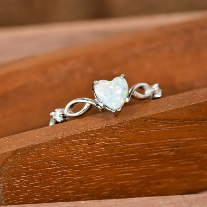 Olivenorma "Eternity Twist" Opal Heart Promise Ring - image 8