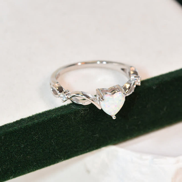 Olivenorma "Eternity Twist" Opal Heart Promise Ring - image 10