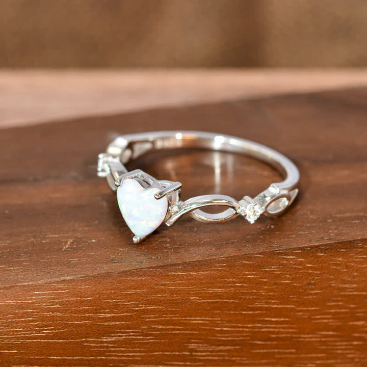 Olivenorma "Eternity Twist" Opal Heart Promise Ring - image 9