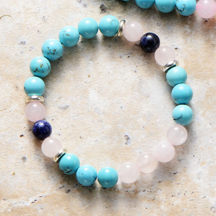 Olivenorma 108 Crystal Beads Mala Bracelet Necklace - Turquoise & Rose Quartz & Lapis Lazuli - Bracelet - image 7