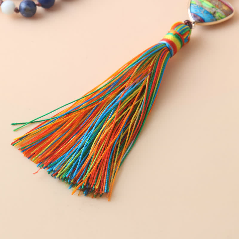 Olivenorma 108 Natural Stone Mala Beads Tassel Necklace - image 6