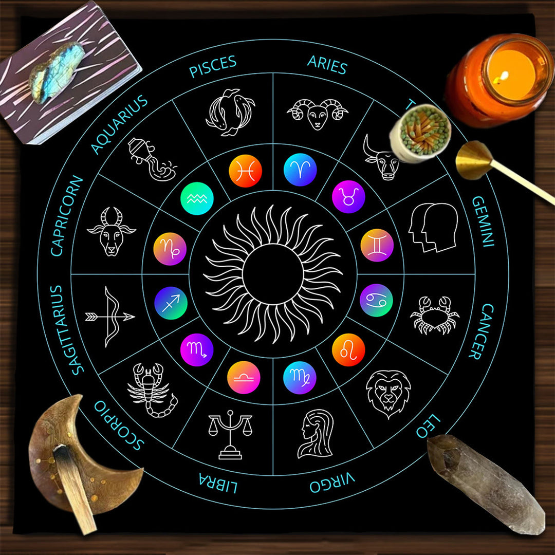 Olivenorma Square Divination Moon Phases Tarot Tablecloth - Zodiac#2 - 75cm*75cm - image 2