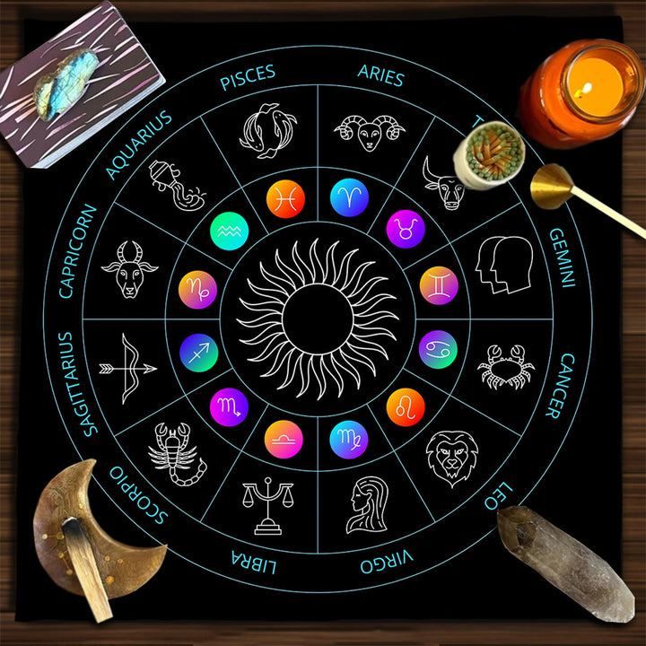 Olivenorma Square Divination Moon Phases Tarot Tablecloth - Zodiac#2 - 75cm*75cm - image 2
