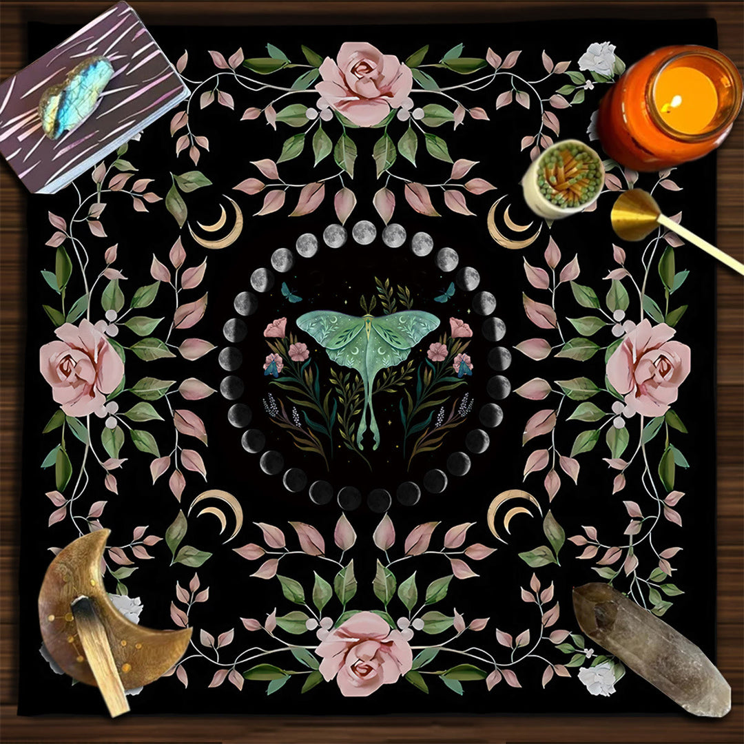 Olivenorma Square Divination Moon Phases Tarot Tablecloth - Moth&Flowers#1 - 75cm*75cm - image 10