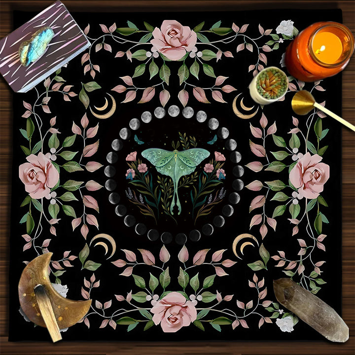 Olivenorma Square Divination Moon Phases Tarot Tablecloth - Moth&Flowers#1 - 75cm*75cm - image 10