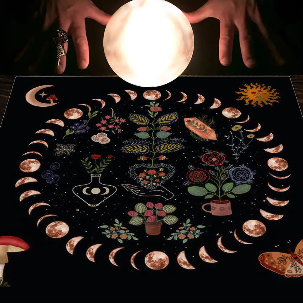 Olivenorma Astrology Flowers Moon & Sun Cloth Tarot Tablecloth - Moon&Plants #1 - 75cm*75cm - image 21