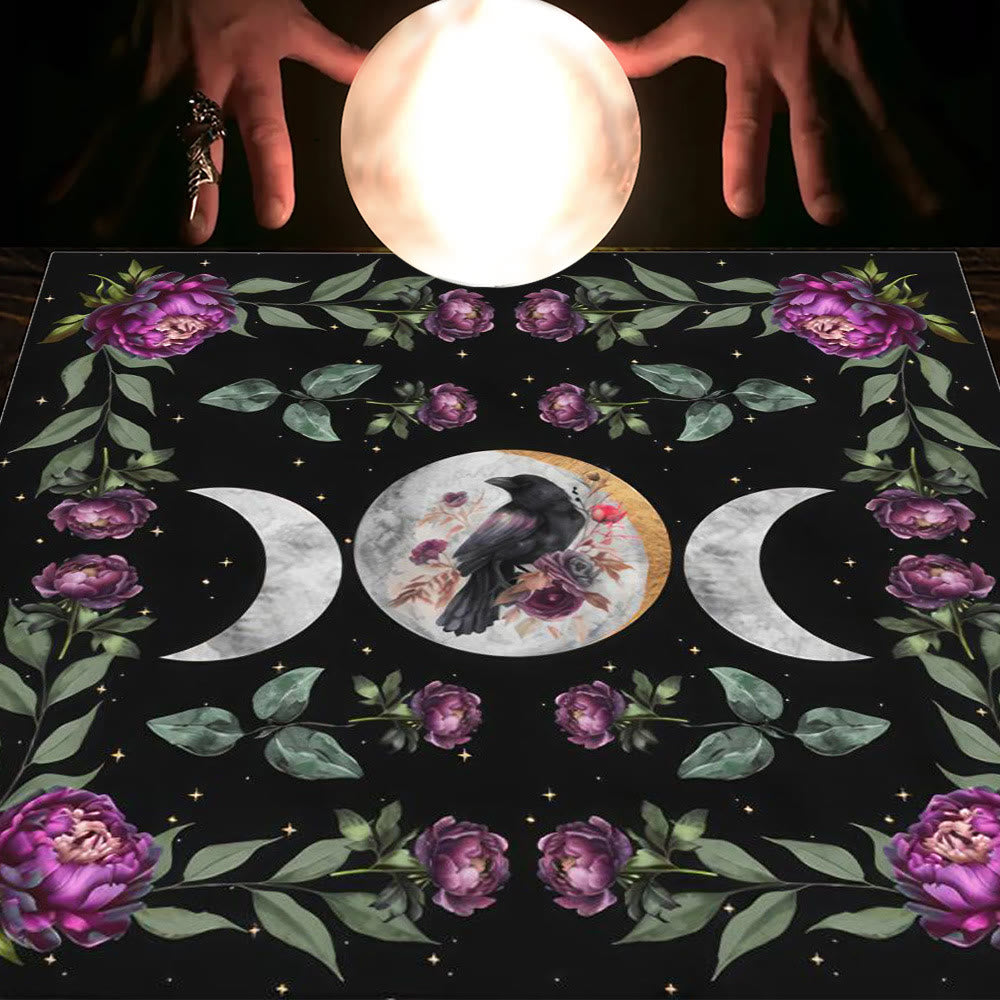 Olivenorma Astrology Flowers Moon & Sun Cloth Tarot Tablecloth - Moon&Crow - 75cm*75cm - image 29