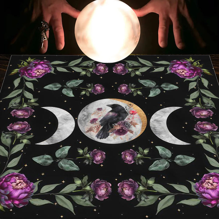 Olivenorma Astrology Flowers Moon & Sun Cloth Tarot Tablecloth - Moon&Crow - 75cm*75cm - image 29