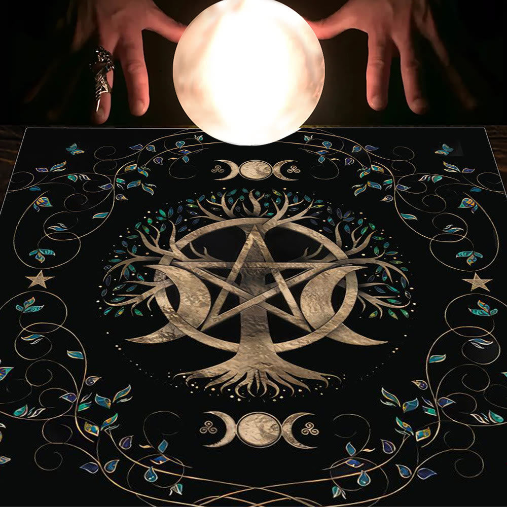 Olivenorma Astrology Flowers Moon & Sun Cloth Tarot Tablecloth - Tree of Life #1 - 75cm*75cm - image 5