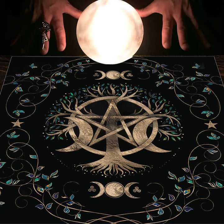 Olivenorma Astrology Flowers Moon & Sun Cloth Tarot Tablecloth - Tree of Life #1 - 75cm*75cm - image 5
