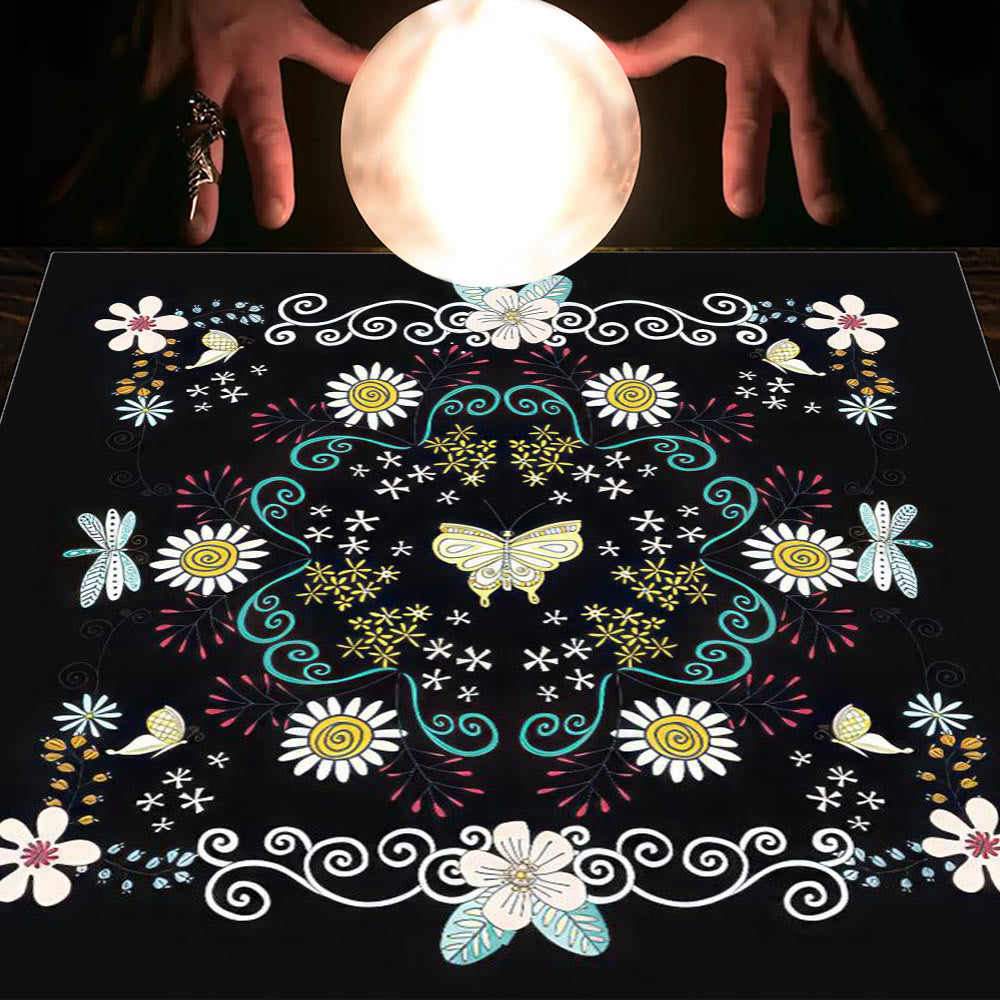 Olivenorma Astrology Flowers Moon & Sun Cloth Tarot Tablecloth - Butterfly&Flowers #1 - 75cm*75cm - image 11