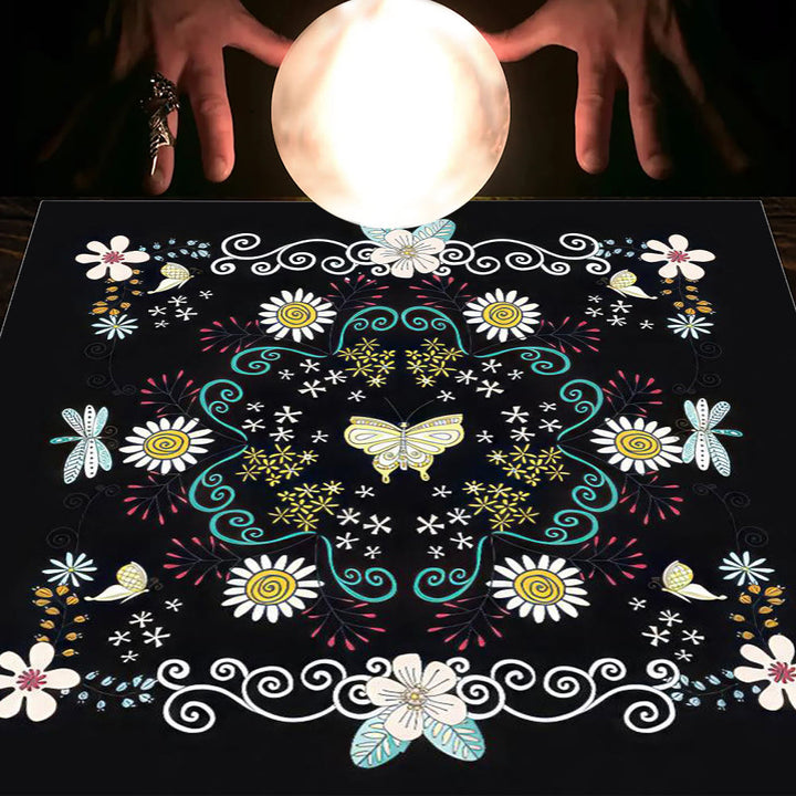 Olivenorma Astrology Flowers Moon & Sun Cloth Tarot Tablecloth - Butterfly&Flowers #1 - 75cm*75cm - image 11