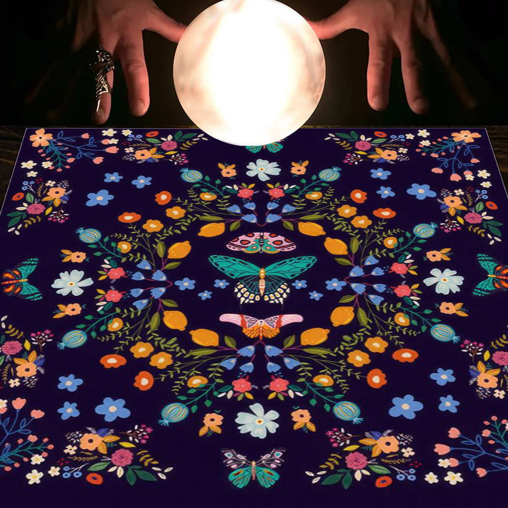 Olivenorma Astrology Flowers Moon & Sun Cloth Tarot Tablecloth - Butterfly&Flowers #2 - 75cm*75cm - image 12