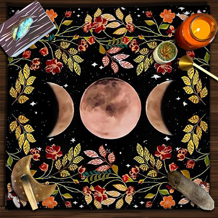 Olivenorma Astrology Flowers Moon & Sun Cloth Tarot Tablecloth - image 0