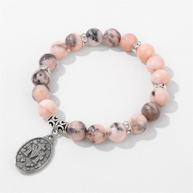 Olivenorma Plum Tourmaline Beaded Jesus Nameplate Pendant Bracelet - image 3
