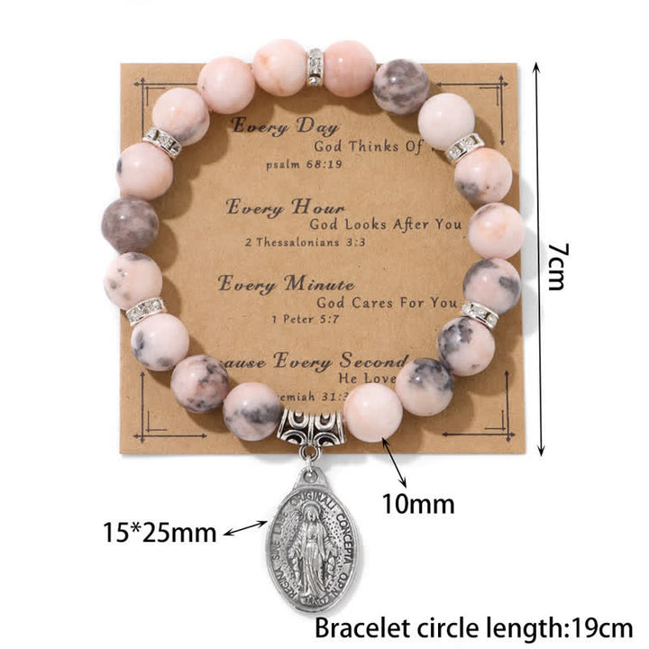 Olivenorma Plum Tourmaline Beaded Jesus Nameplate Pendant Bracelet - image 4