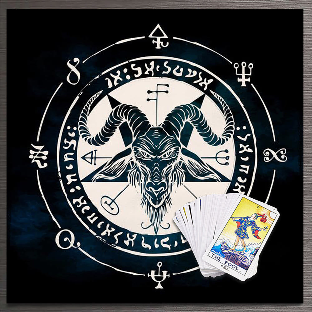 Olivenorma Mandala Moon Phase Divination Tarot Tablecloth - Baphomet - 75cm*75cm - image 18