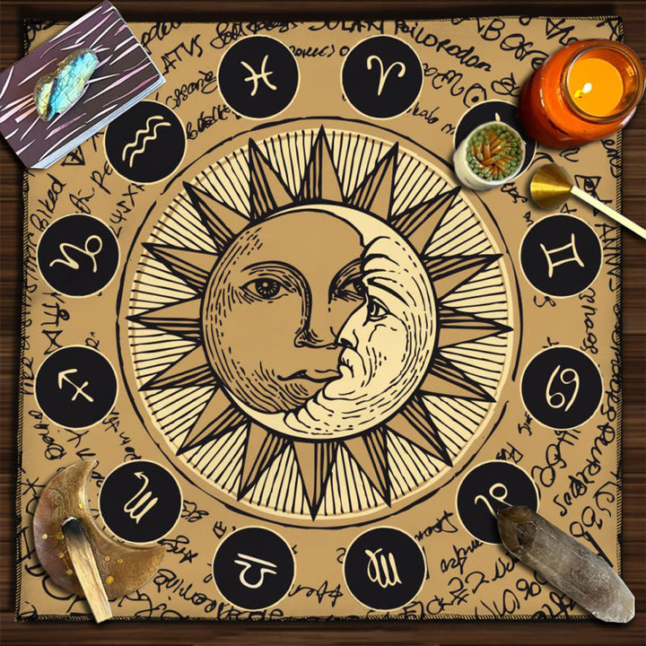 Olivenorma Mandala Moon Phase Divination Tarot Tablecloth - Sun&Moon&Constellation - 75cm*75cm - image 21