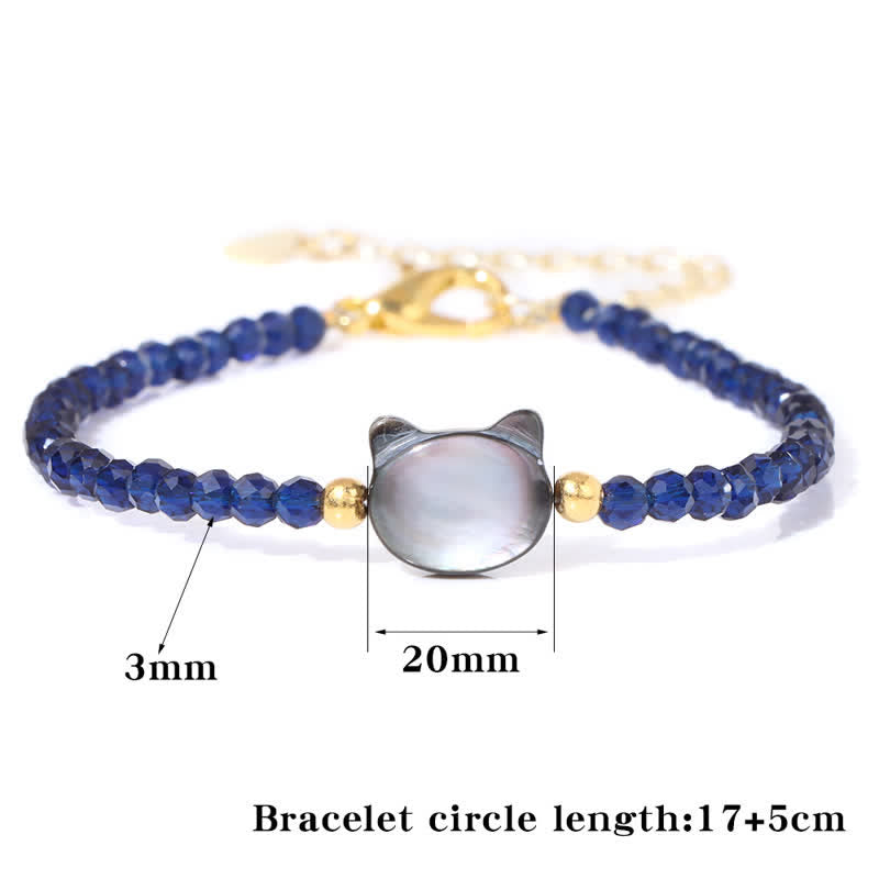 Olivenorma 3mm Natural Stone Beaded Shell Cat Head Pendant Bracelet - image 7