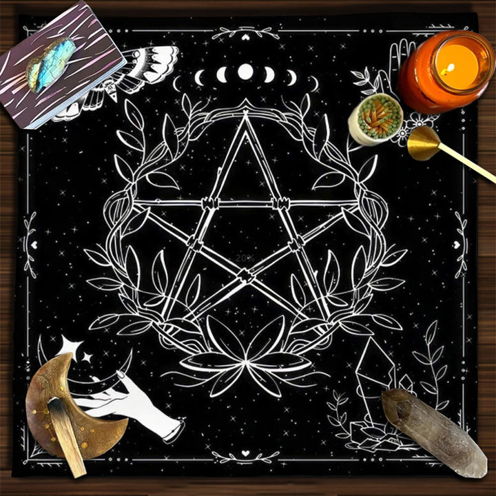 Olivenorma Yggdrasil Sacred Tree Mysterious Tarot Tablecloth - pentagram-Black - 75cm*75cm - image 38