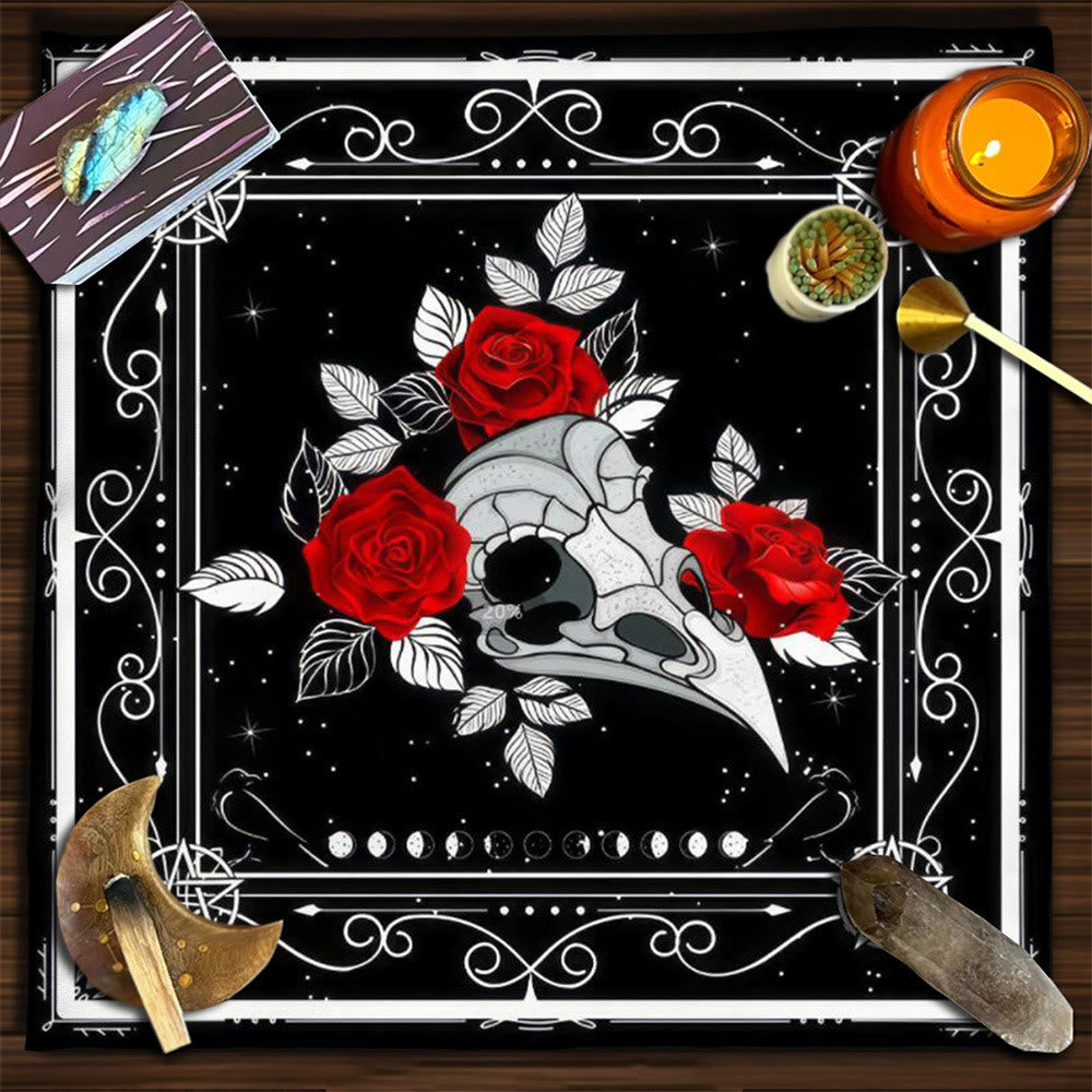 Olivenorma Yggdrasil Sacred Tree Mysterious Tarot Tablecloth - Crow Skull-Red - 75cm*75cm - image 34