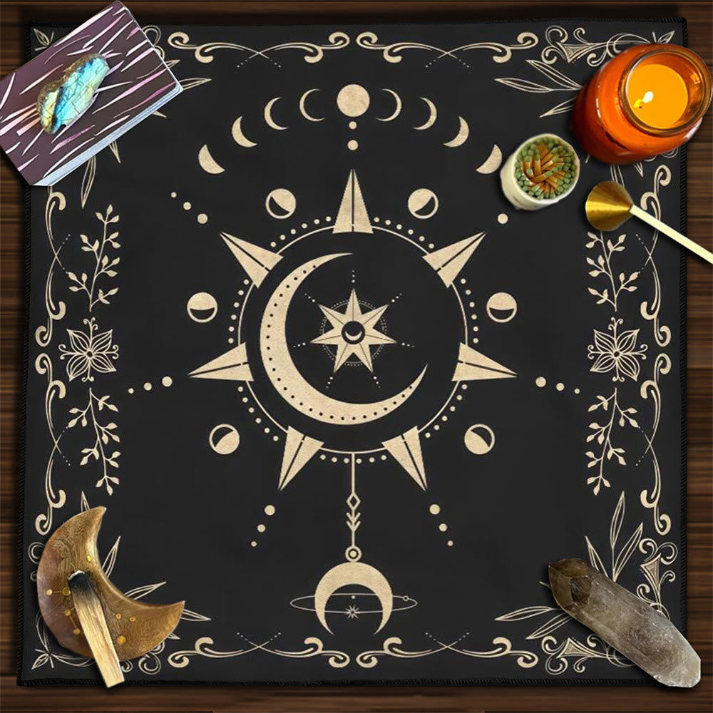 Olivenorma Yggdrasil Sacred Tree Mysterious Tarot Tablecloth - Moon&Flowers #6 - 75cm*75cm - image 27