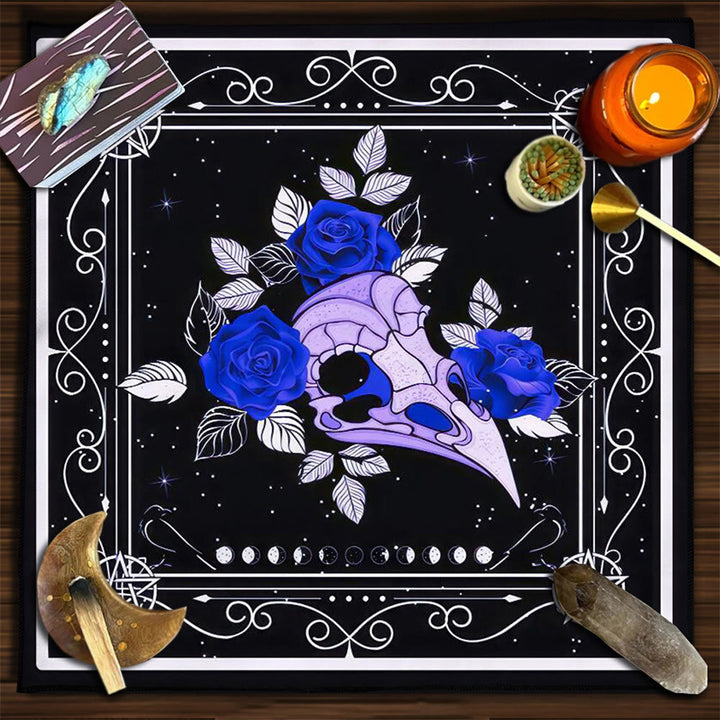 Olivenorma Yggdrasil Sacred Tree Mysterious Tarot Tablecloth - Crow Skull-Blue - 75cm*75cm - image 33