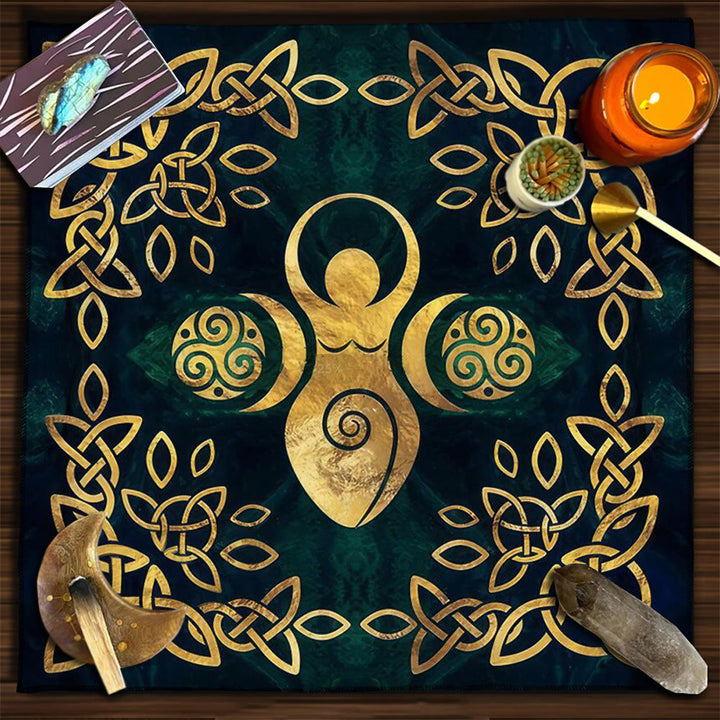 Olivenorma Yggdrasil Sacred Tree Mysterious Tarot Tablecloth - Triple Goddess with Triskele - 75cm*75cm - image 30