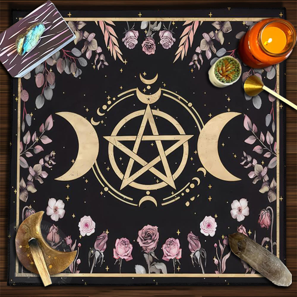 Olivenorma Yggdrasil Sacred Tree Mysterious Tarot Tablecloth - Moon&Flowers #1 - 75cm*75cm - image 22