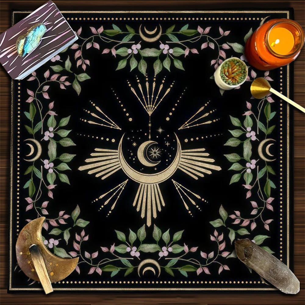 Olivenorma Yggdrasil Sacred Tree Mysterious Tarot Tablecloth - Moon&Flowers #4 - 75cm*75cm - image 25