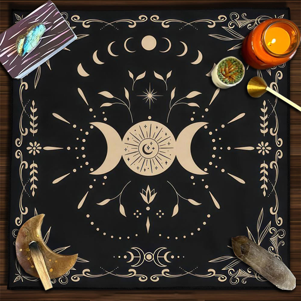 Olivenorma Yggdrasil Sacred Tree Mysterious Tarot Tablecloth - Moon&Flowers #2 - 75cm*75cm - image 23