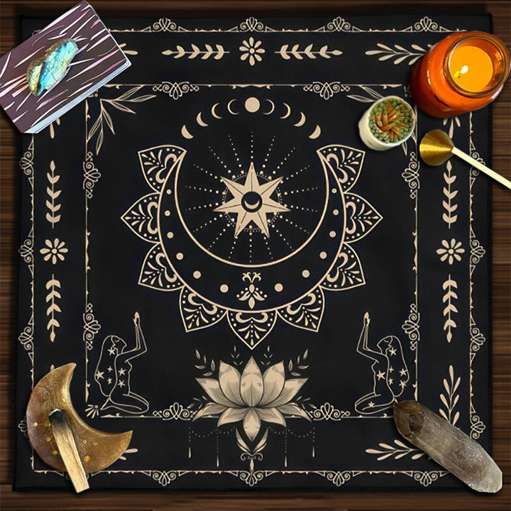 Olivenorma Yggdrasil Sacred Tree Mysterious Tarot Tablecloth - Moon&Flowers #7 - 75cm*75cm - image 28