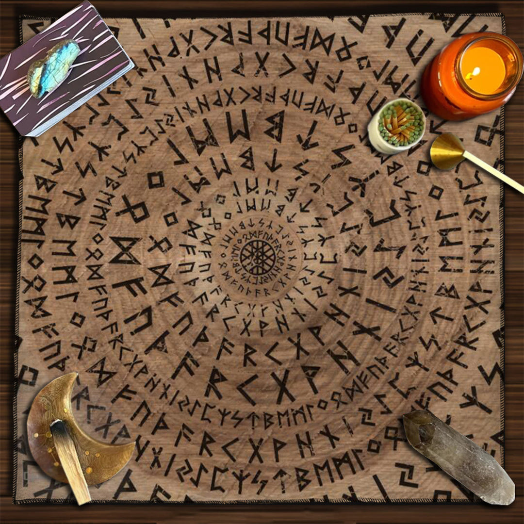 Olivenorma Yggdrasil Sacred Tree Mysterious Tarot Tablecloth - Elder Futhark - 75cm*75cm - image 15
