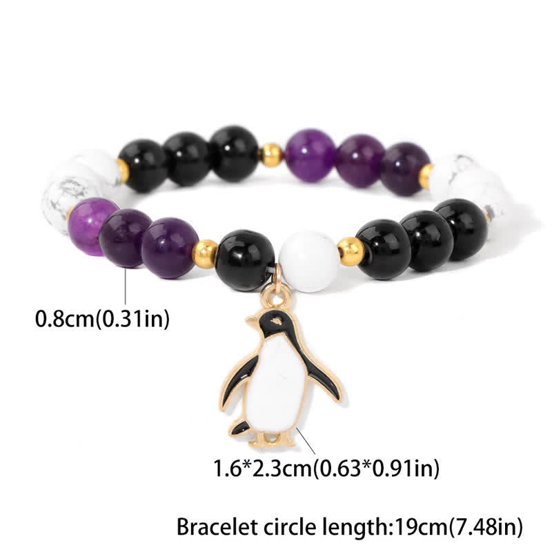 Olivenorma 8mm Natural Stone Beaded Cartoon Penguin Pendant Bracelet - image 10
