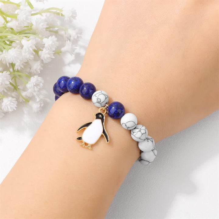 Olivenorma 8mm Natural Stone Beaded Cartoon Penguin Pendant Bracelet - image 6